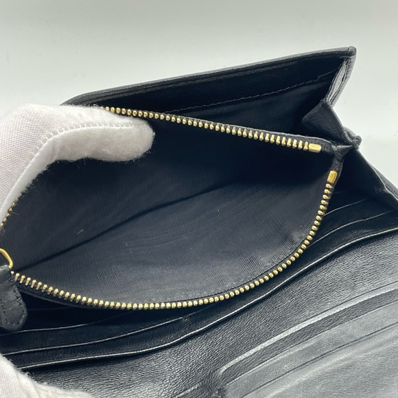 PRADA Black/Nero Nappa Leather Long Wallet stitched wave design - Picture 9 of 13
